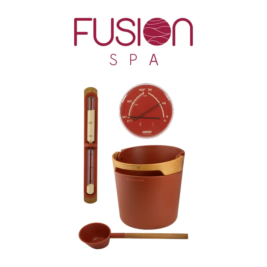 Kit d’accessoires de sauna Harvia Helmi : seau, louche et sablier