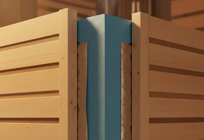 Coupe de la paroi isolée du sauna Eccolo