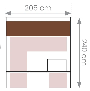 Plan coté du sauna Orphée Lounge