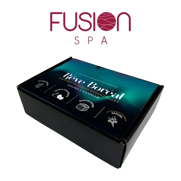 Coffret de quatre huiles essentielles pour sauna et hammam
