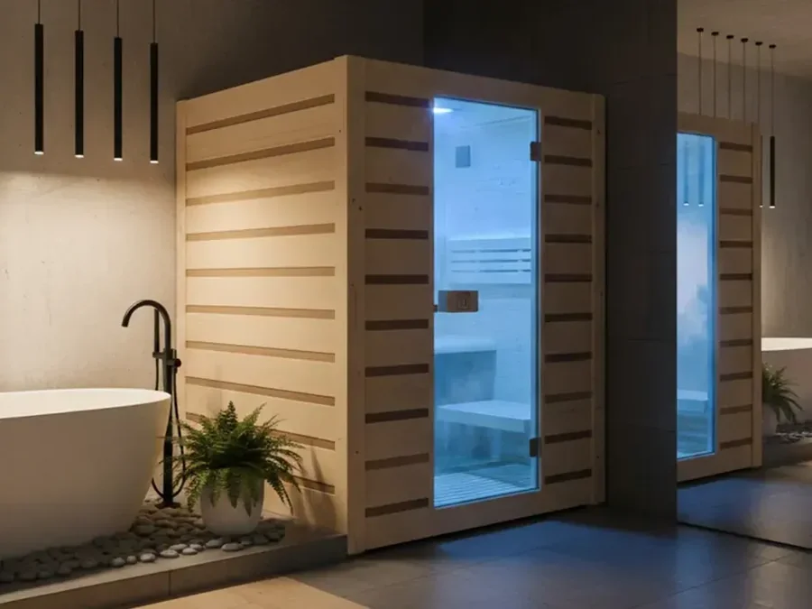 Sauna vapeur Eccolo dans une salle de bain moderne