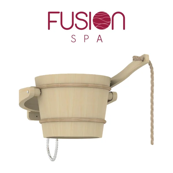 Seau de douche froide en bois avec corde